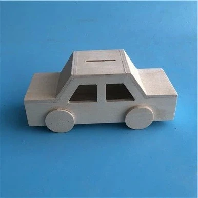 Wooden Unfinished Car Piggy Bank
